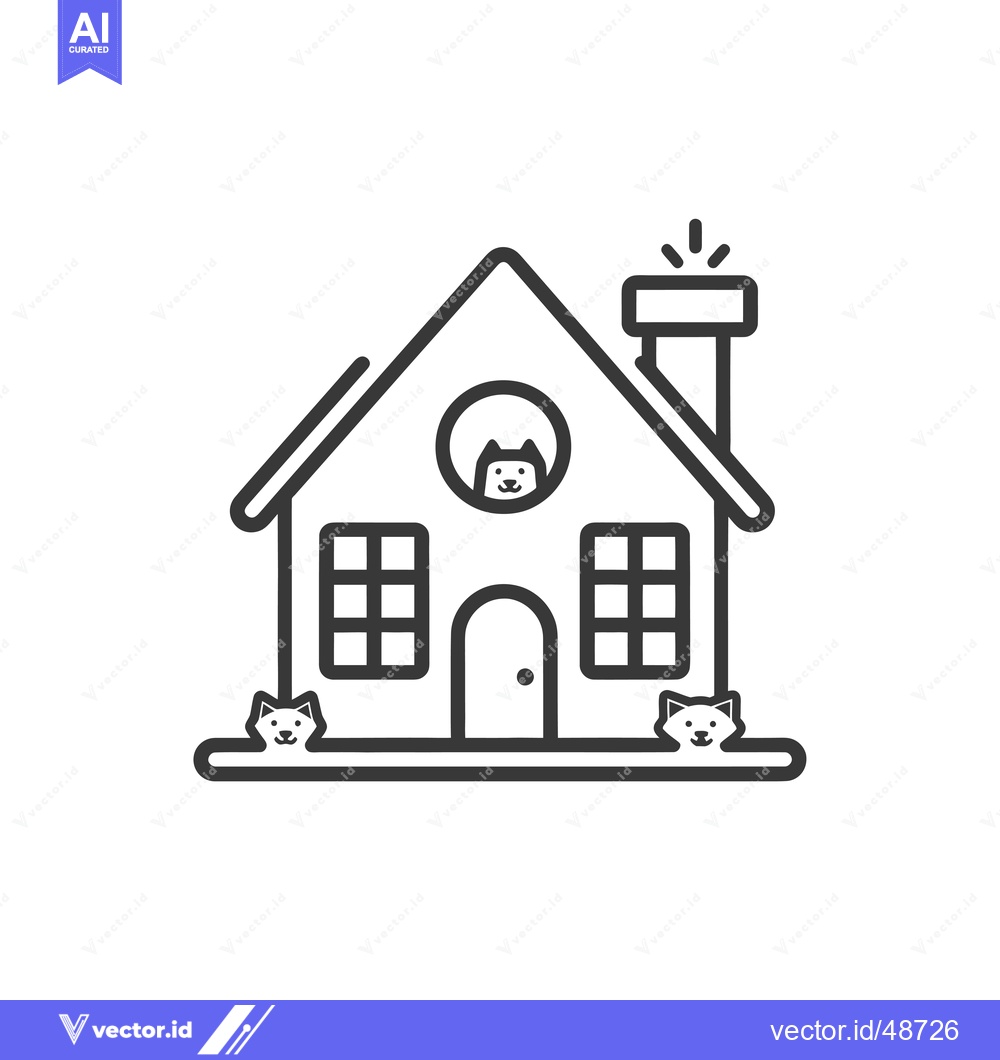 Premium Vector dari House with two cats peeking from windows and door