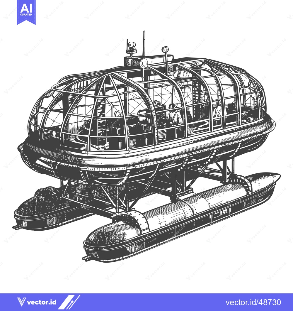 Premium Vector dari Vintage Submersible Vehicle Design Illustration