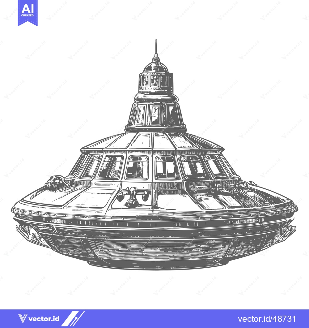 Premium Vector dari Retro Futuristic Flying Saucer Spacecraft Design