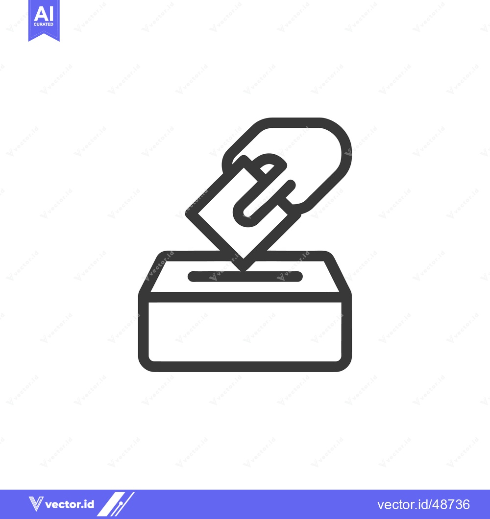 Premium Vector dari Simple Line Art: Hand Placing Ballot in Voting Box Icon