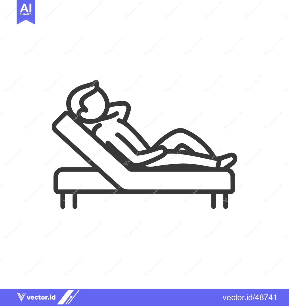 Premium Vector of Minimalist Line Art: Man Relaxing on Chaise Lounge, Leisure Icon