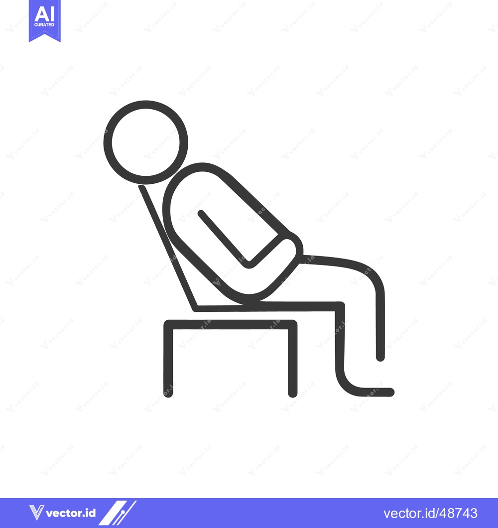 Premium Vector of Minimalist Icon of Person Relaxing in Chair, Simple Line Art