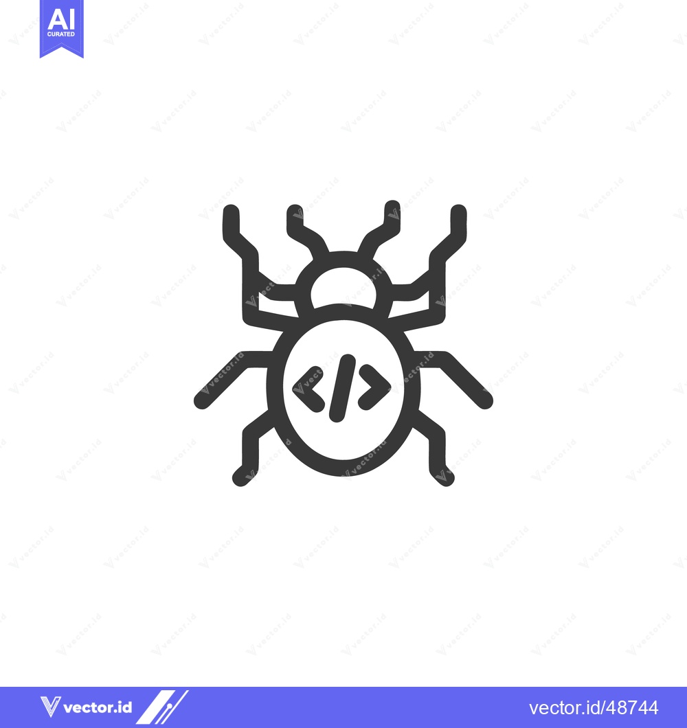 Premium Vector dari Coding Bug: Minimalist Icon of Software Error with HTML Symbol
