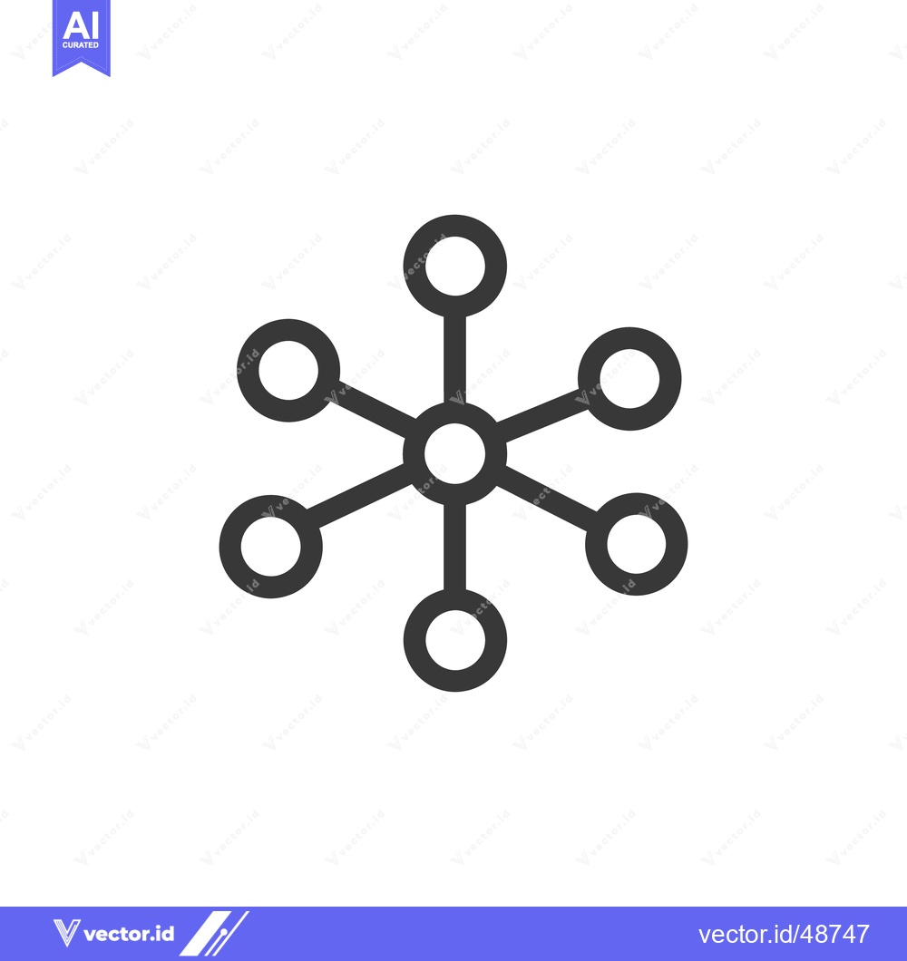 Premium Vector dari Minimalist Network Icon: Central Node with Six Connected Circles on Wh