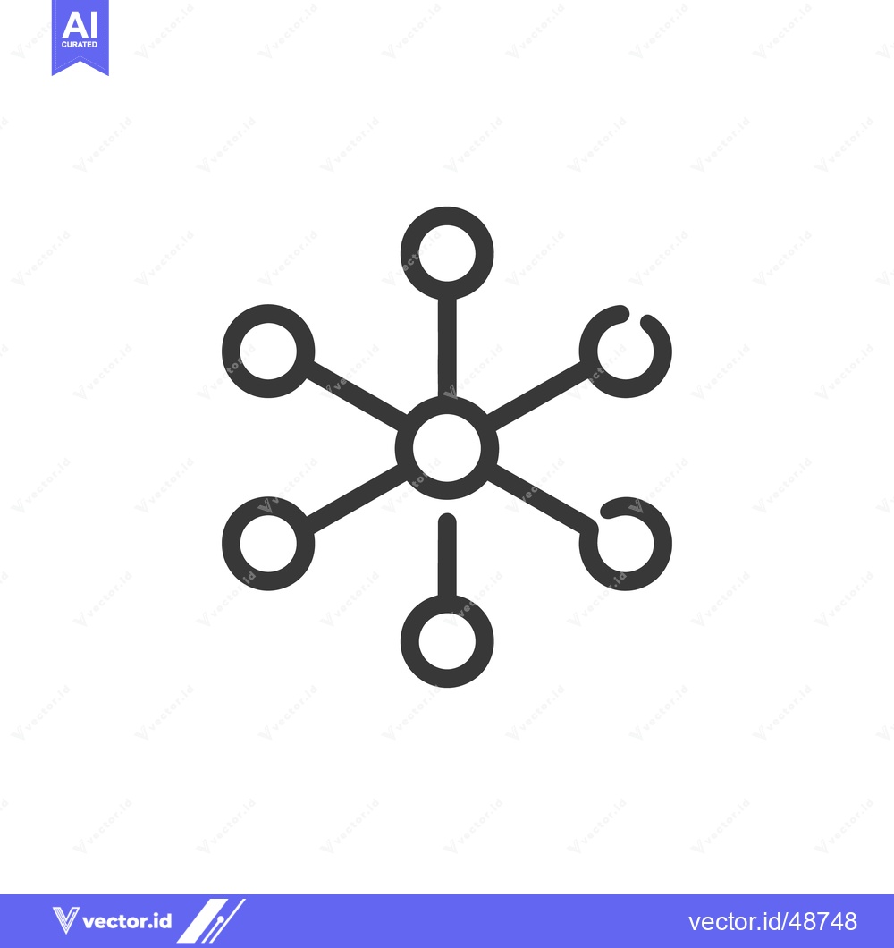 Premium Vector of Minimalist Network Icon: Central Node with Six Connections, Gray on Wh
