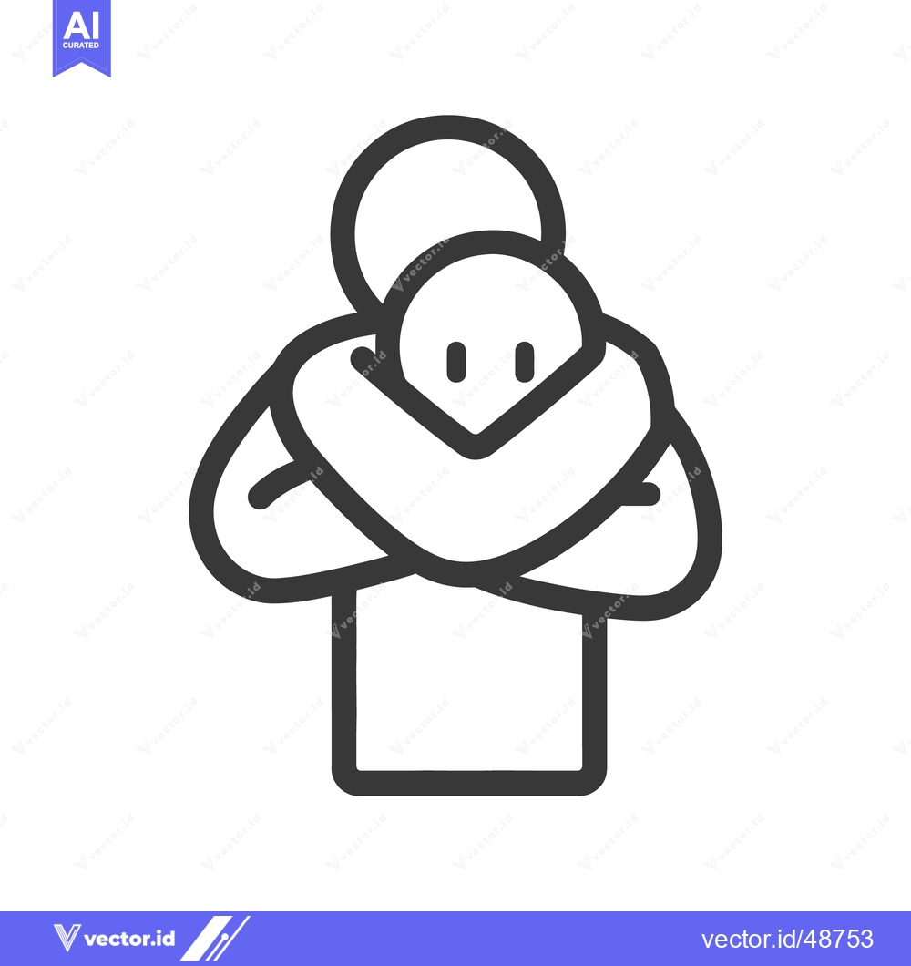 Premium Vector of Simple minimalist illustration representing a comforting hug between t