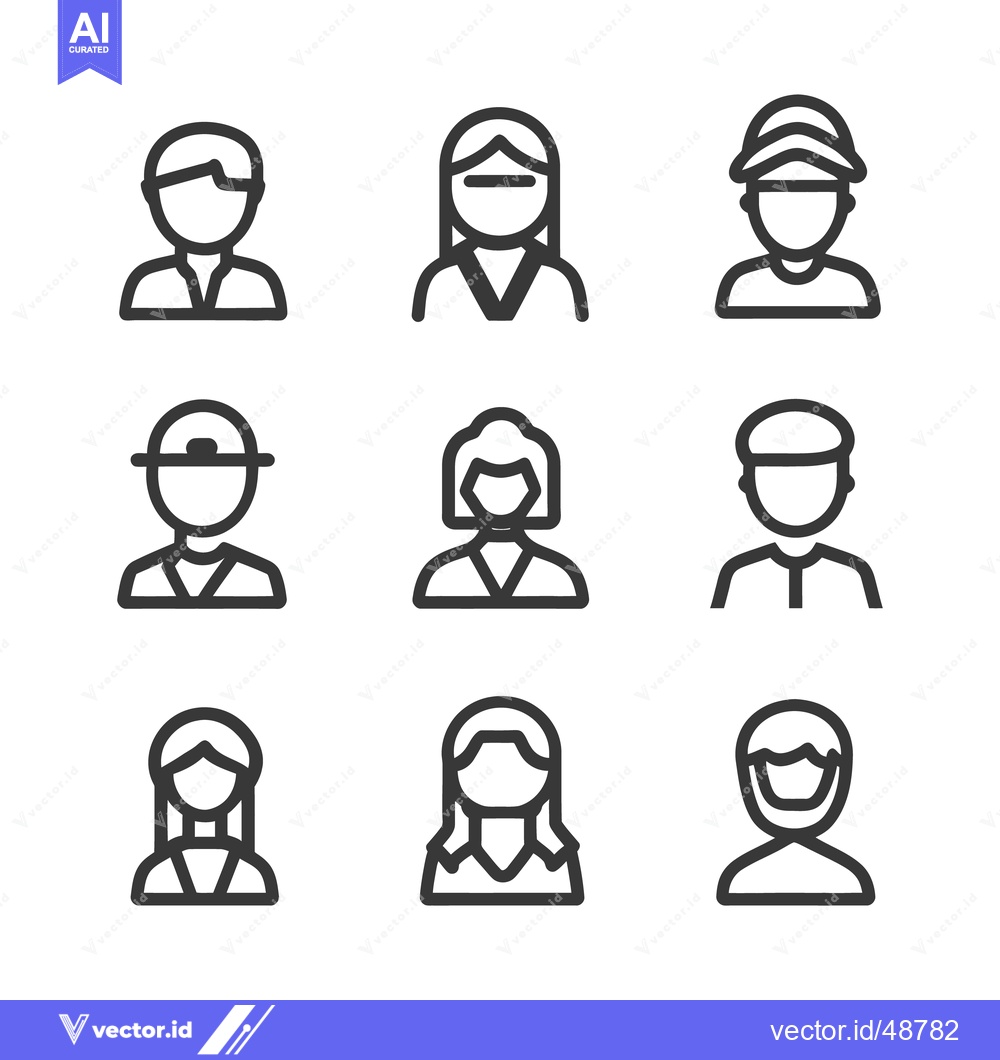 Premium Vector of Simple black and white outline illustrations of different people