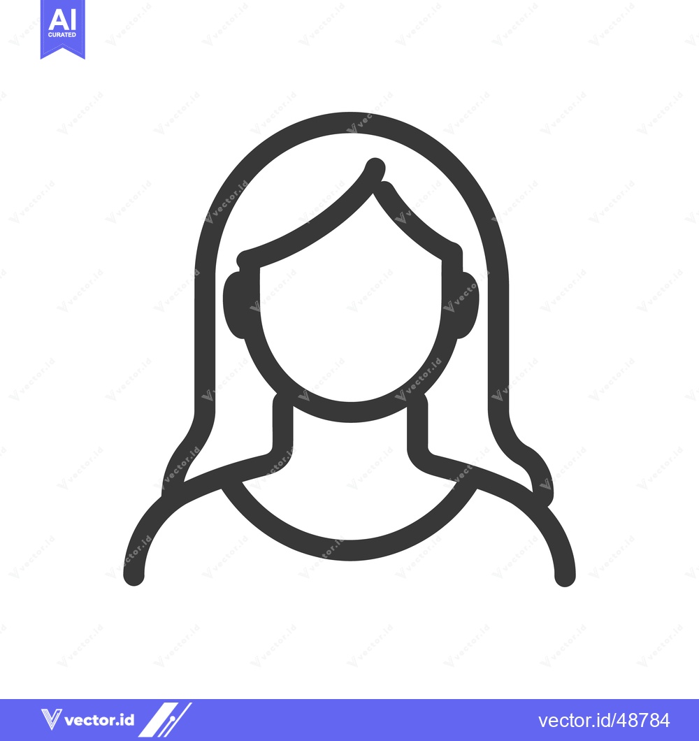 Premium Vector dari Simple black and white icon representing a woman with long hair