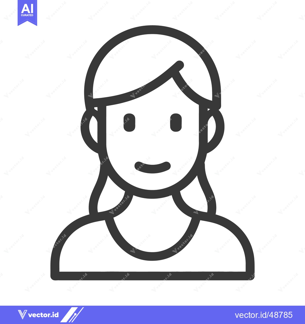 Premium Vector dari Simplified monochrome illustration depicts a woman smiling straightfor
