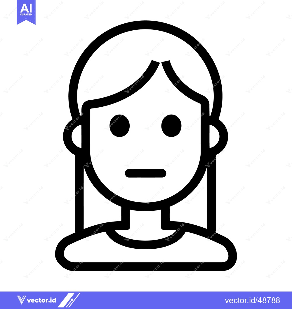 Premium Vector of Simplified black and white illustration of a woman facing forward