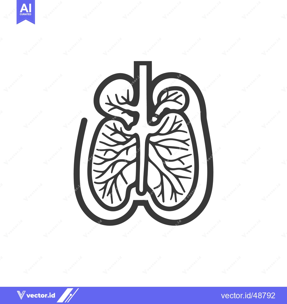 Premium Vector dari A stylized black and white illustration of human lungs and airways