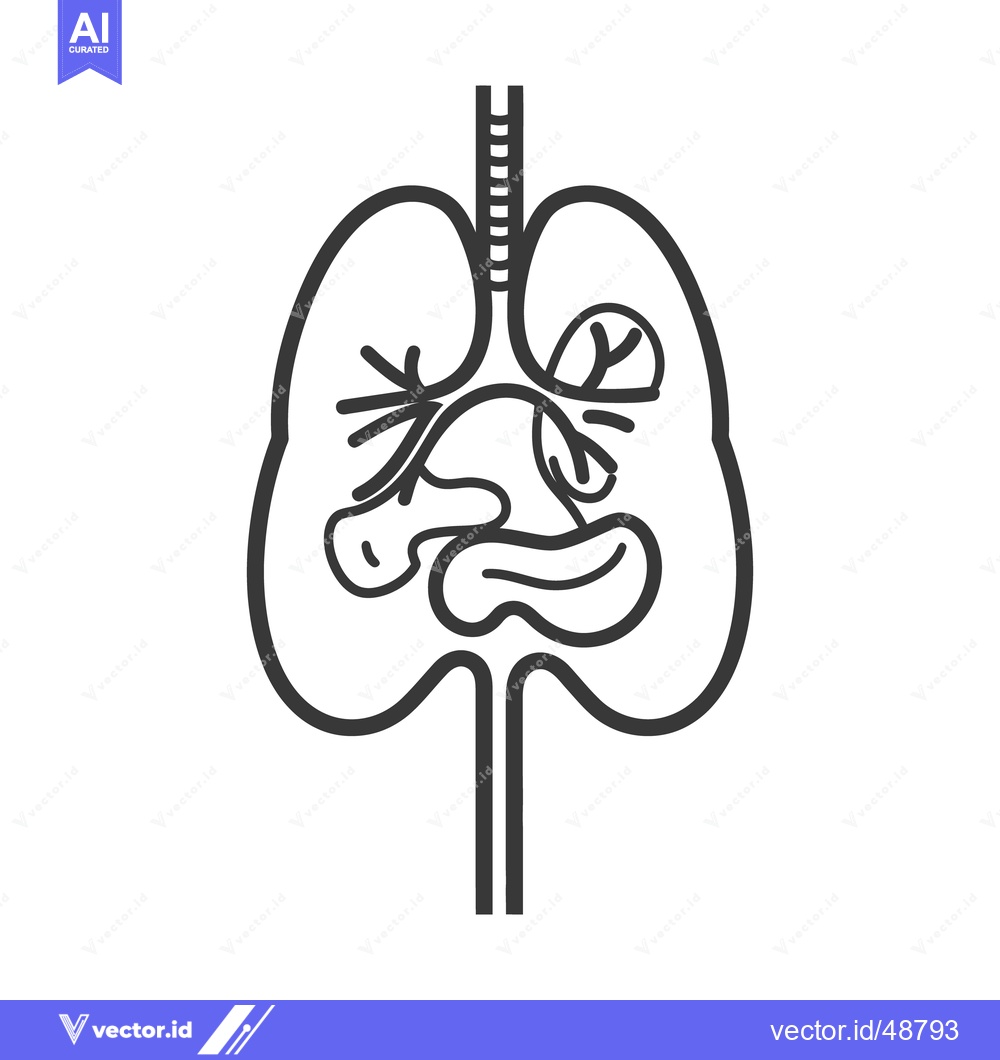 Premium Vector dari Black and white stylized illustration of human respiratory system