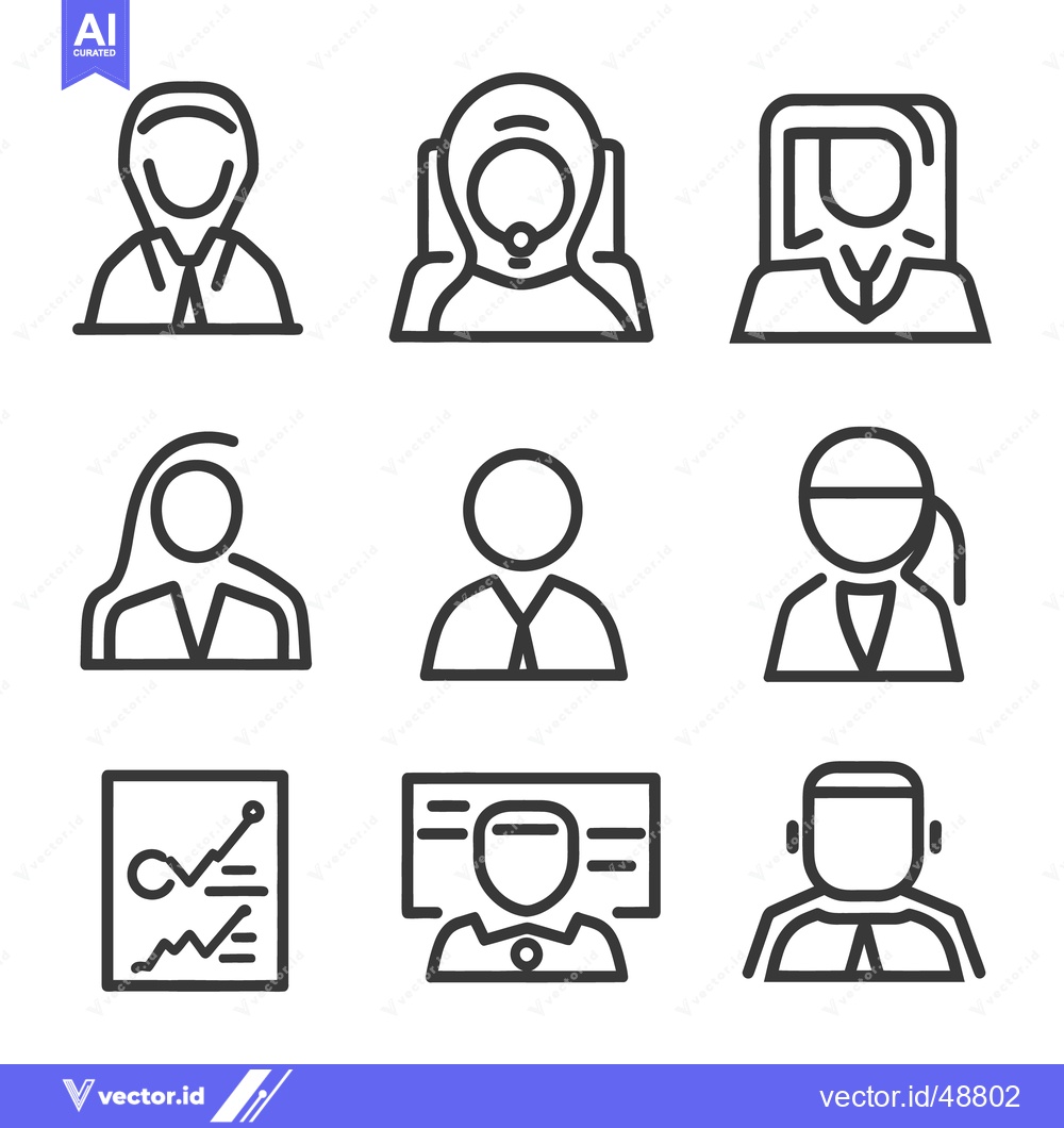 Premium Vector dari Nine black and white line drawings depicting various professional peop