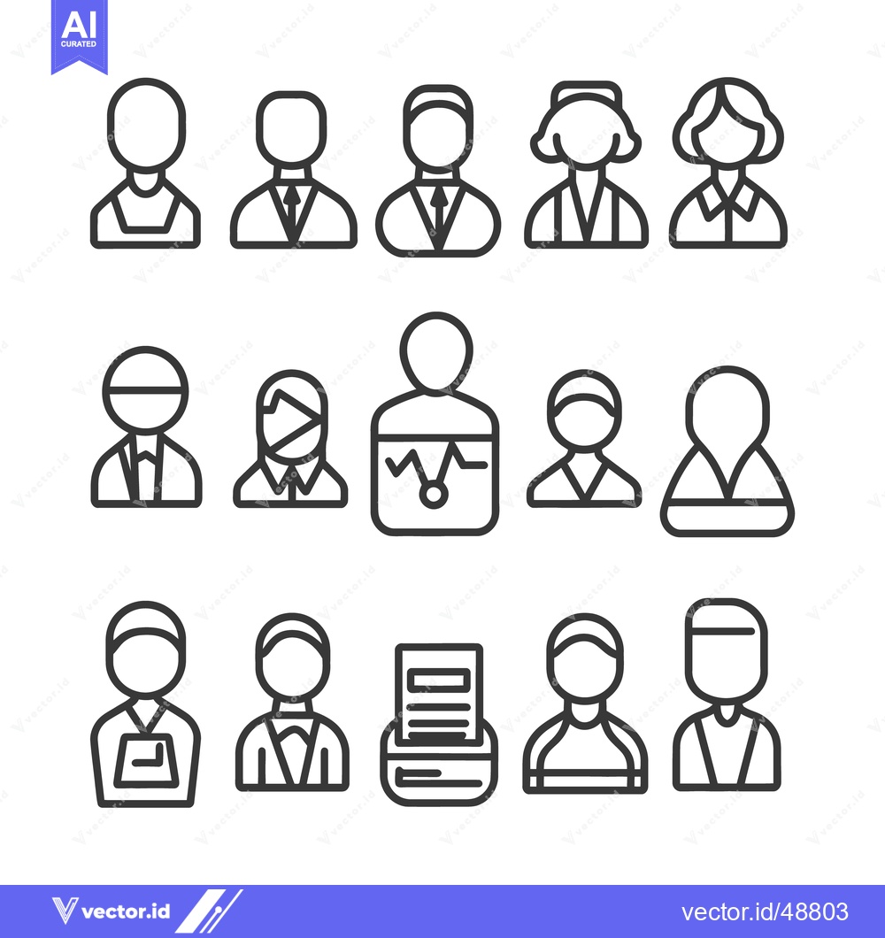 Premium Vector of Several line art illustrations showing different types of professional