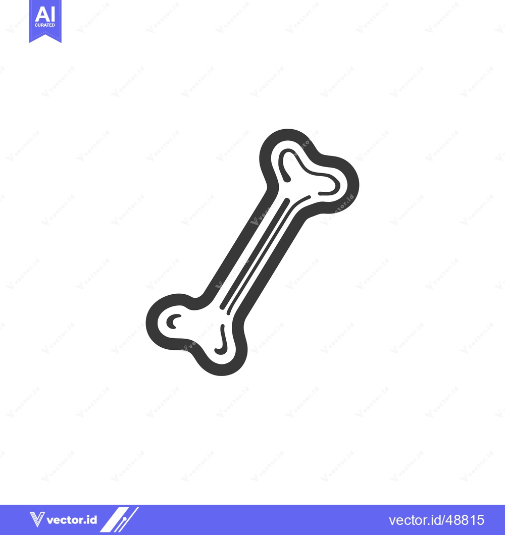 Premium Vector dari Stylized Dog Bone Illustration with Bold Black Outline on White Backgr