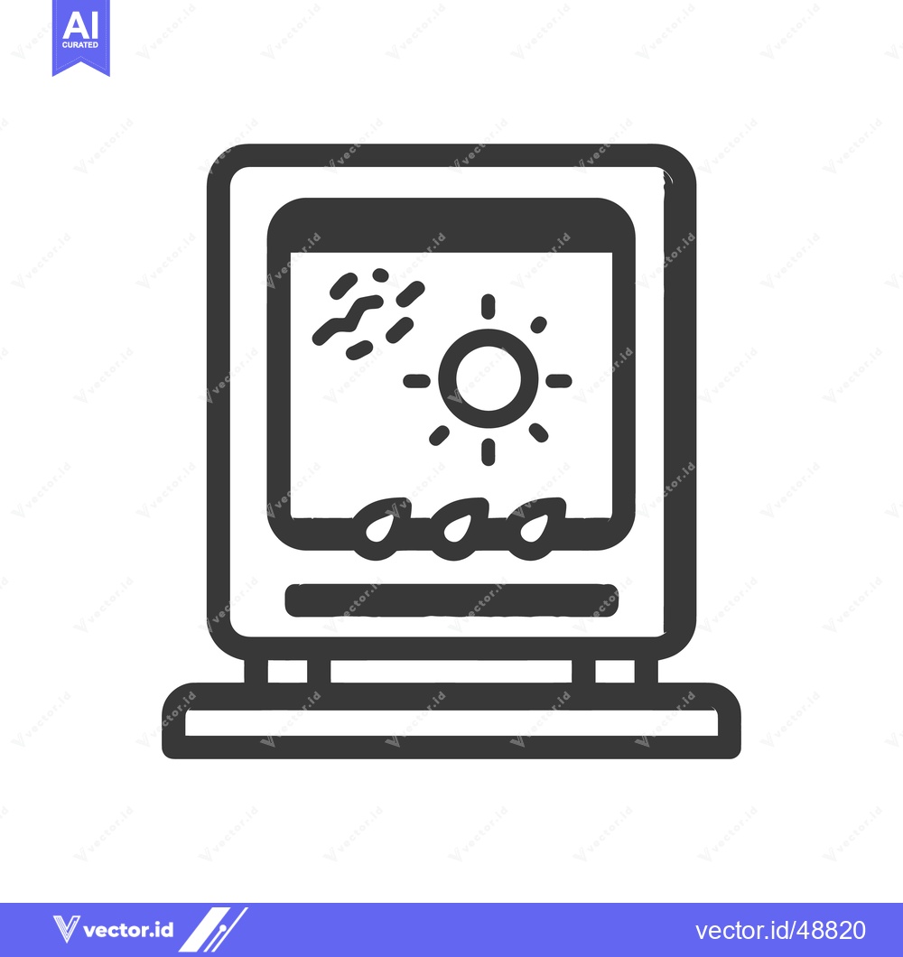 Premium Vector dari Weather Forecast Display: Stylized Icon of Sun, Clouds, and Rain