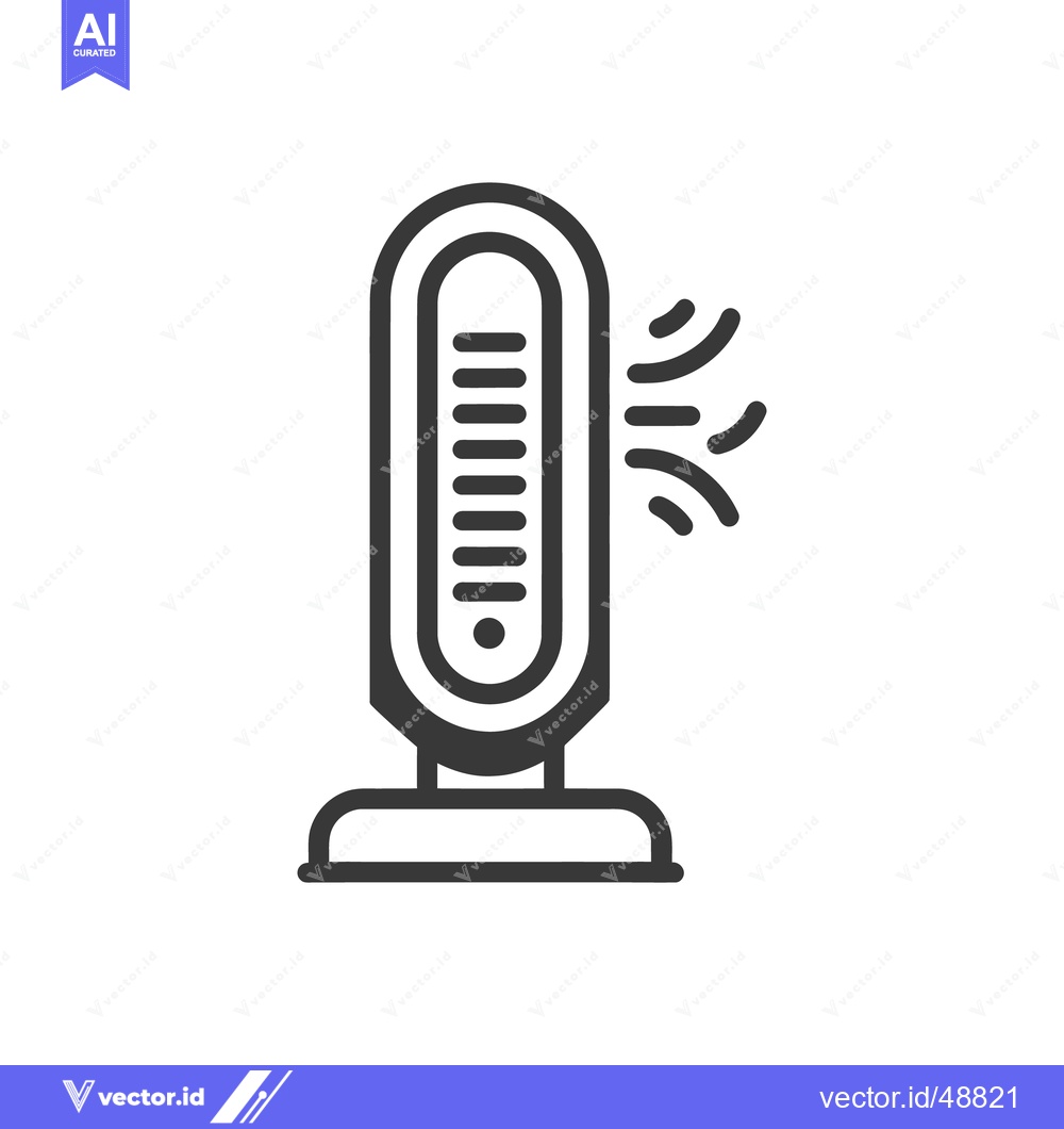 Premium Vector of Modern Tower Fan Icon with Airflow Symbol, Minimalist Design