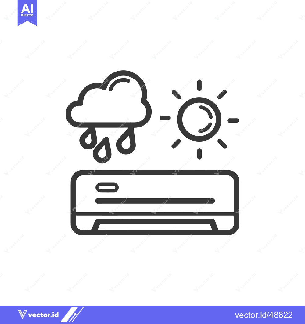 Premium Vector dari Air Conditioner Icon with Sun and Rain: Climate Control Concept