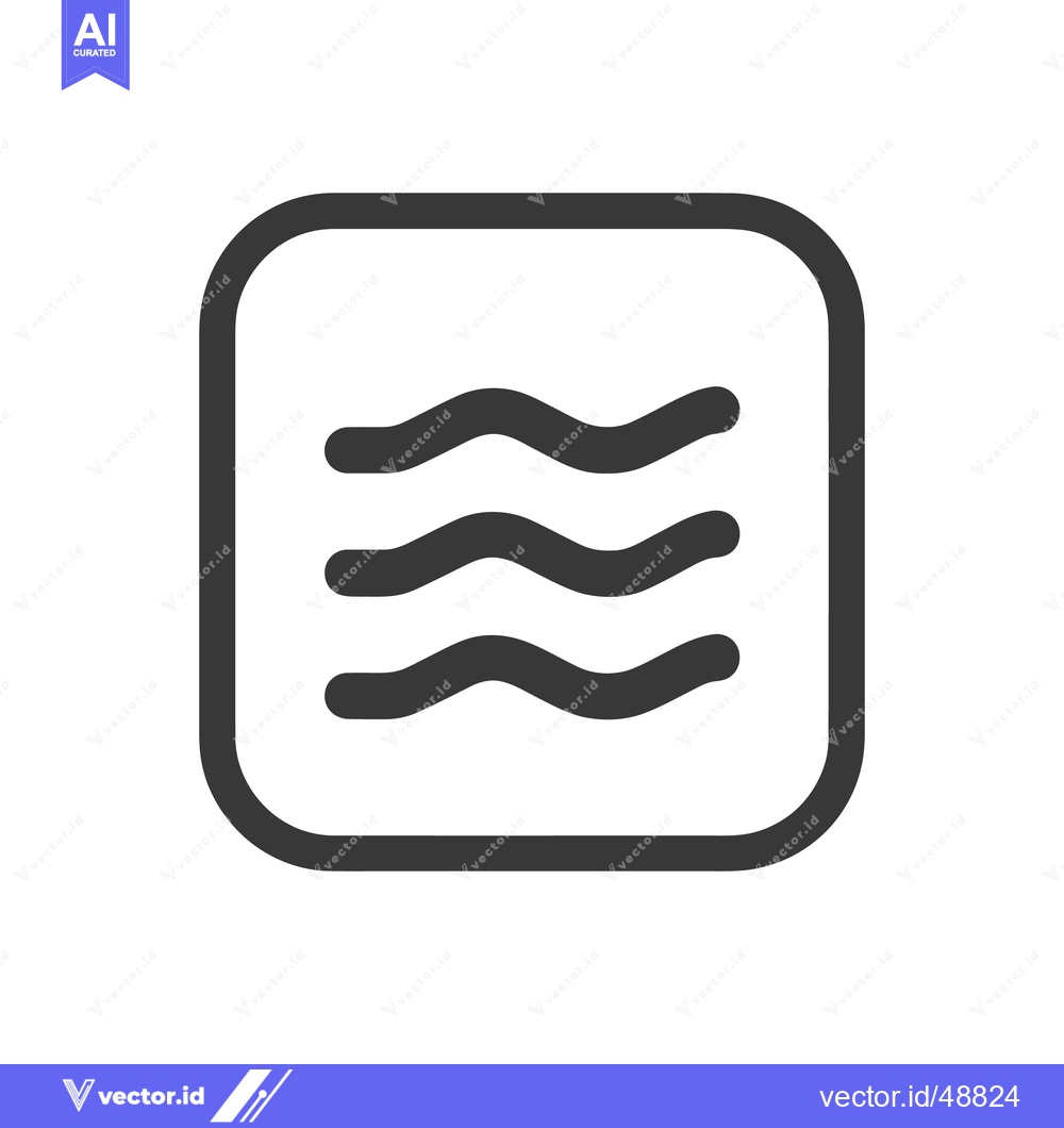 Premium Vector of Minimalist Water Icon: Three Waves in Rounded Square Frame, Dark Gray