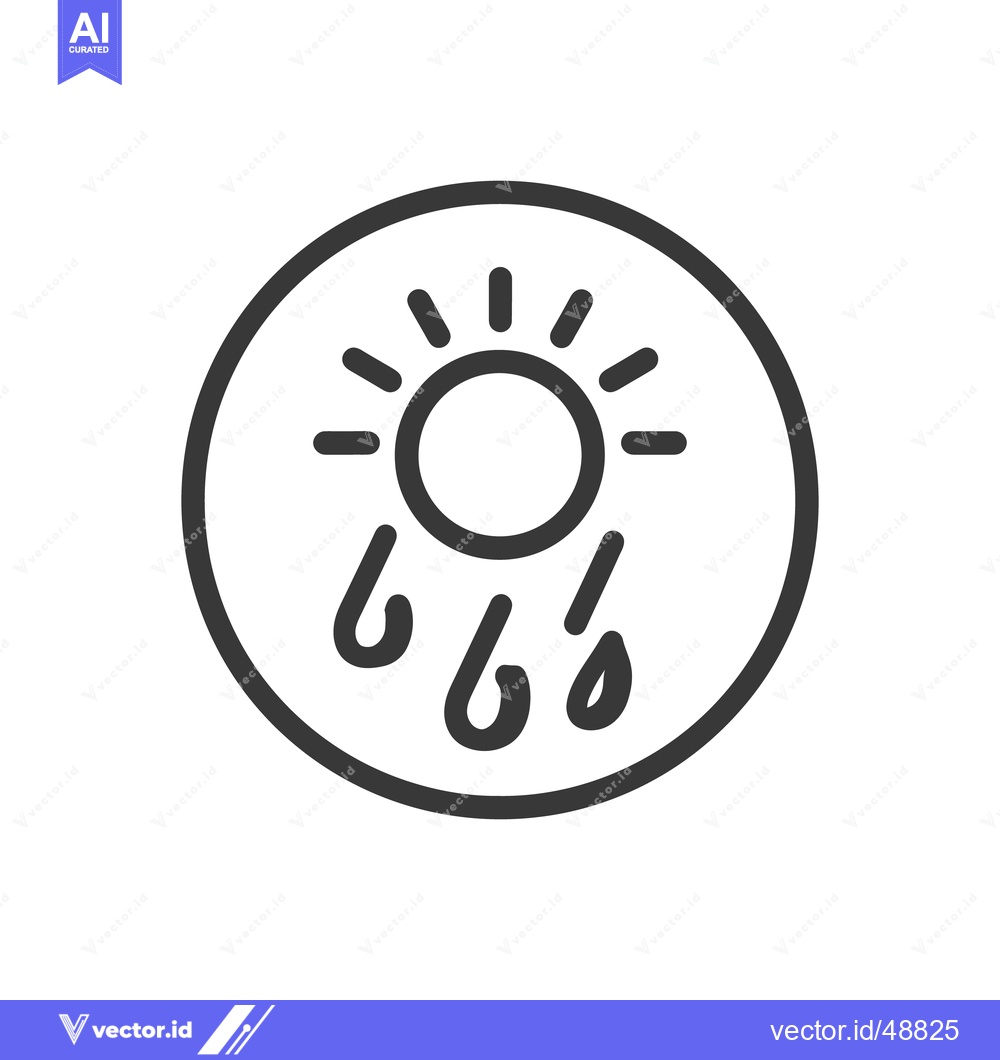 Premium Vector of Weather Icon: Sun and Rain Showers in Circular Design