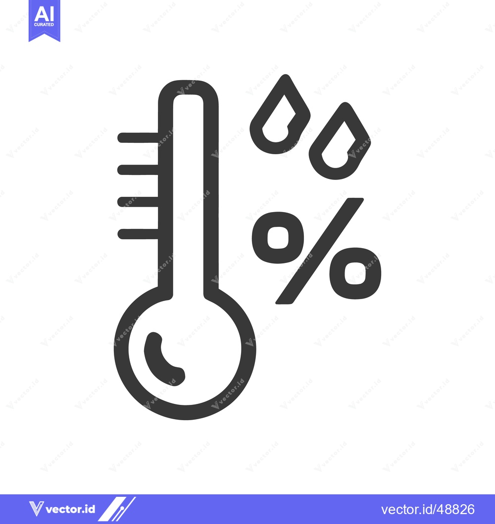 Premium Vector dari Humidity Thermometer Icon: Temperature and Moisture Level Indicator Sy