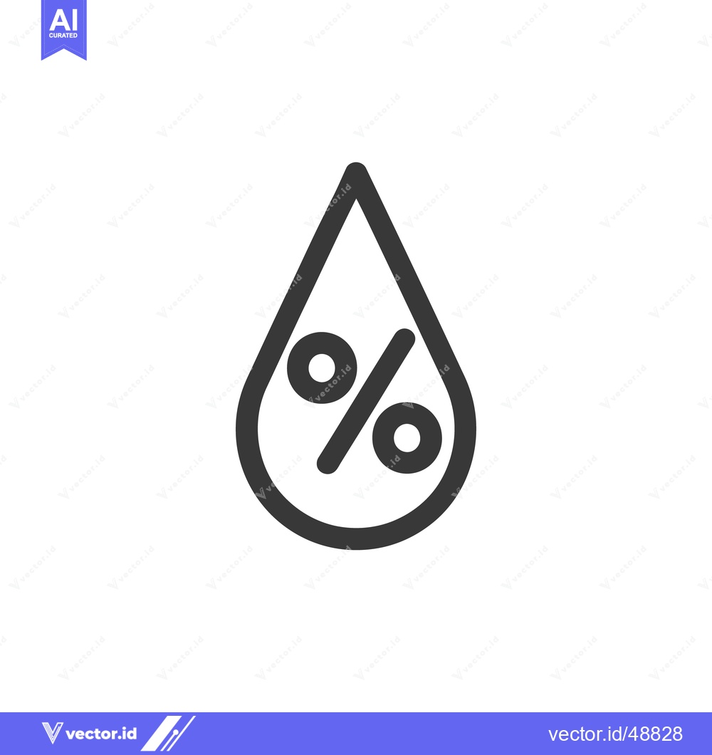 Premium Vector of Humidity Percentage Icon: Stylized Water Drop Symbol with Percentage S