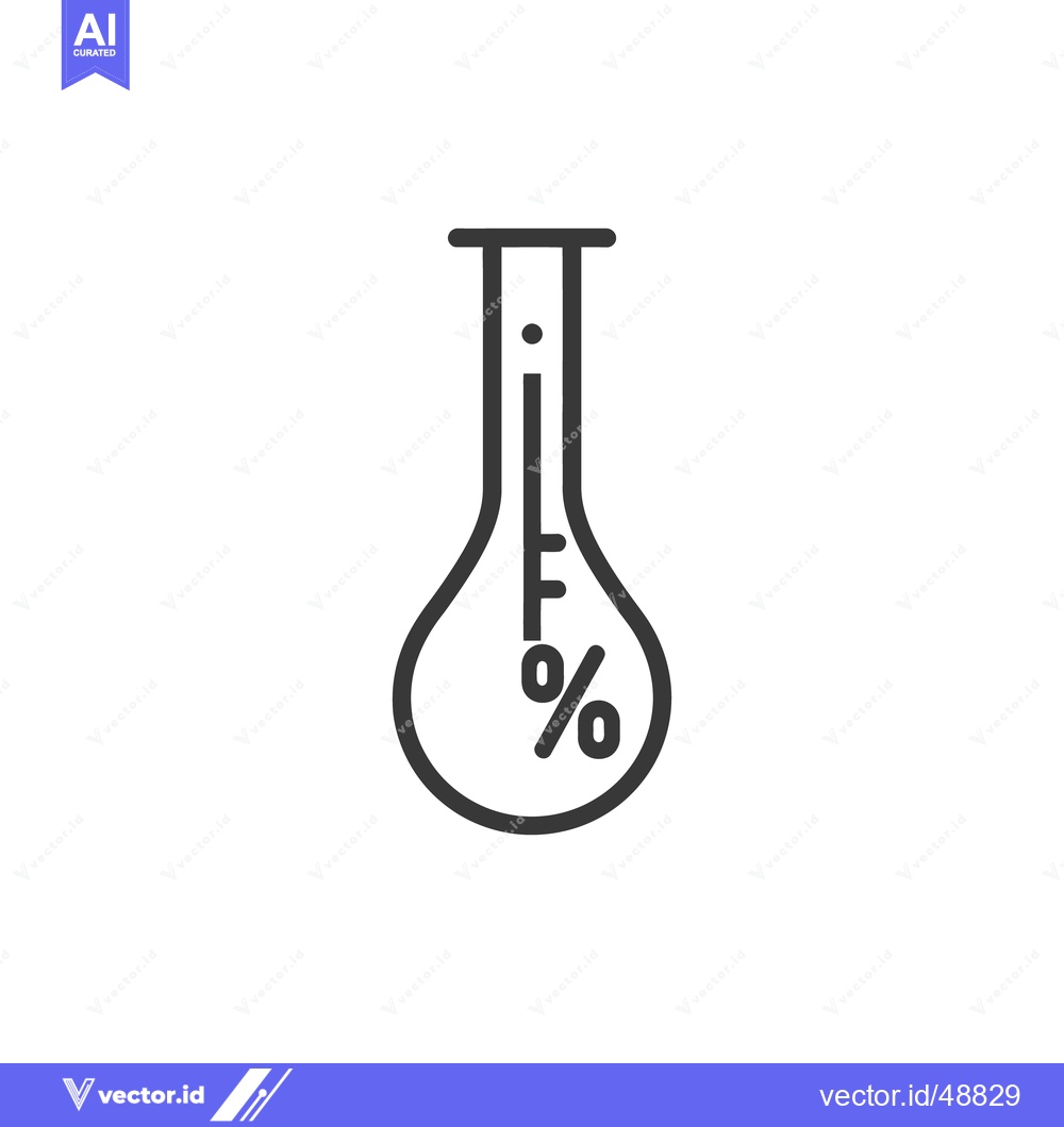 Premium Vector dari Minimalist Icon of Erlenmeyer Flask with Percentage Symbol for Science
