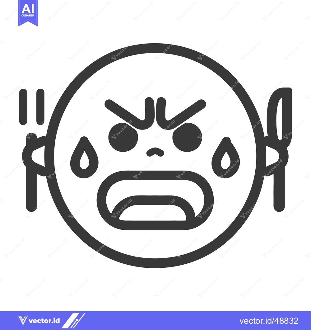 Premium Vector of An angry face illustration with utensils expressing extreme frustratio