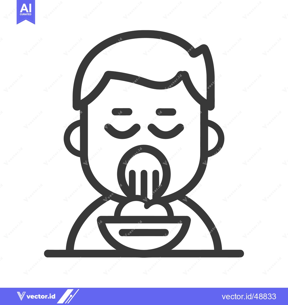 Premium Vector of A cartoon person eating food from a bowl with a fork