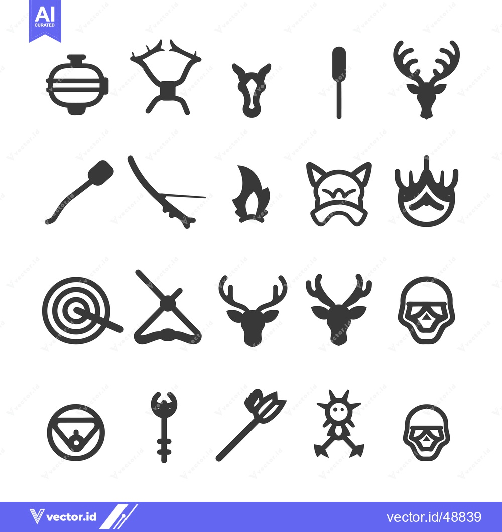 Premium Vector of Hunting and Hunting Gear Silhouette Icons