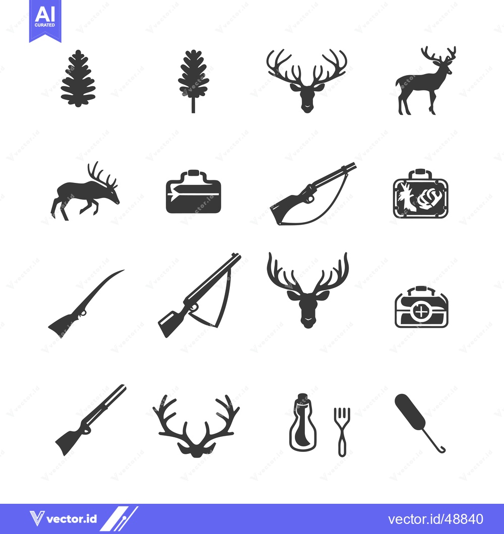 Premium Vector dari Hunting and Wilderness Icons: A Set of Black and White Illustrations