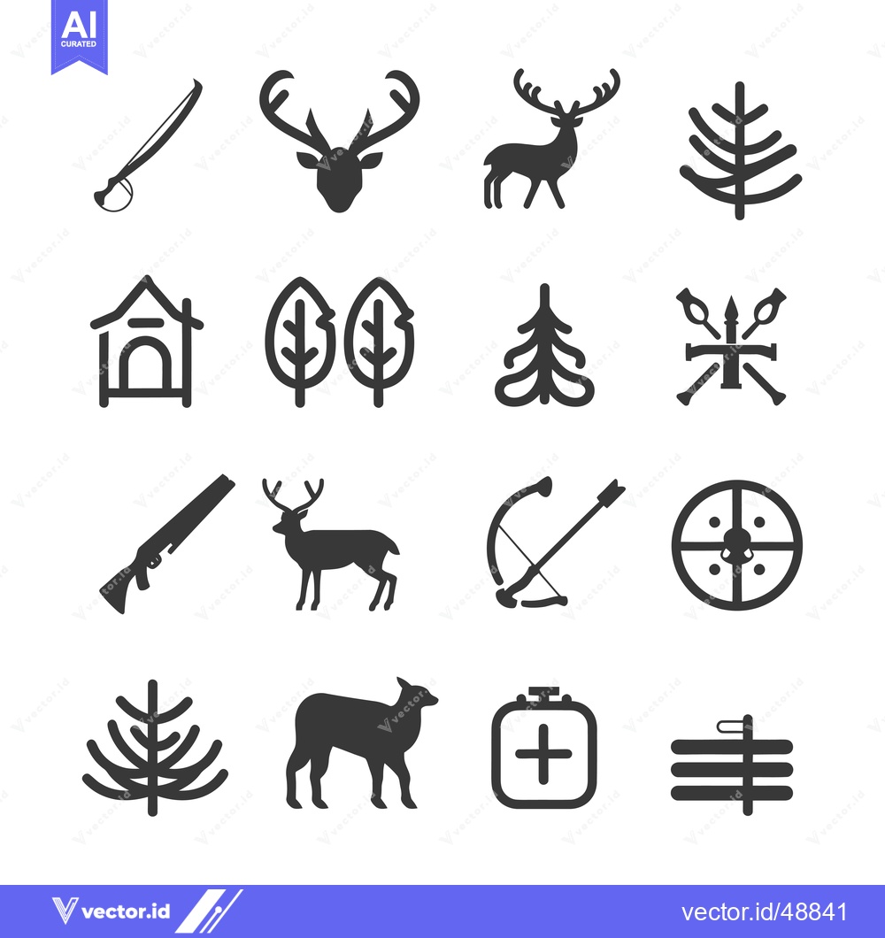 Premium Vector dari Hunting and Wildlife Icons Set