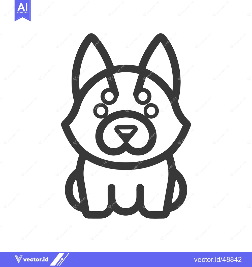 Premium Vector dari A simplified line drawing depicts a cute stylized canine character