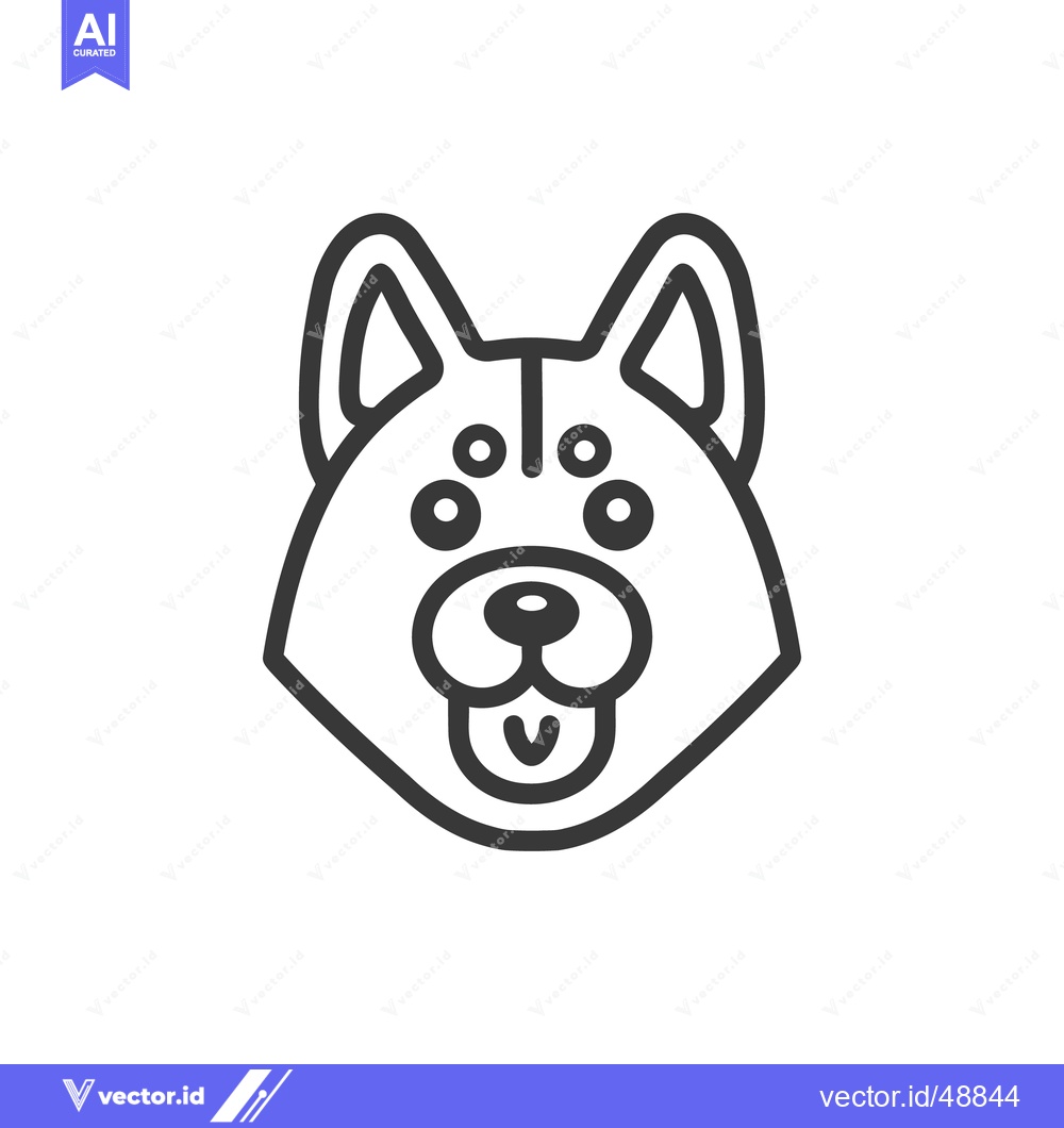 Premium Vector dari Simple black and white vector illustration of a dogs head