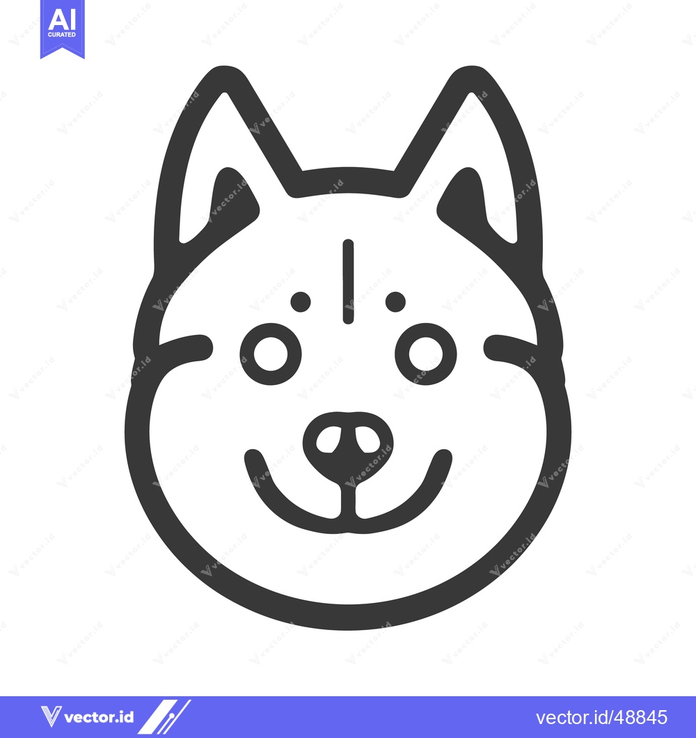 Premium Vector dari A smiling illustrated dog head with visible ears and facial details