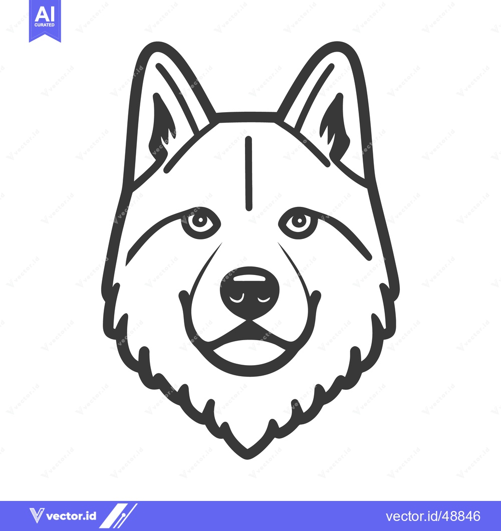 Premium Vector dari A stylized black and white image of a smiling canine face