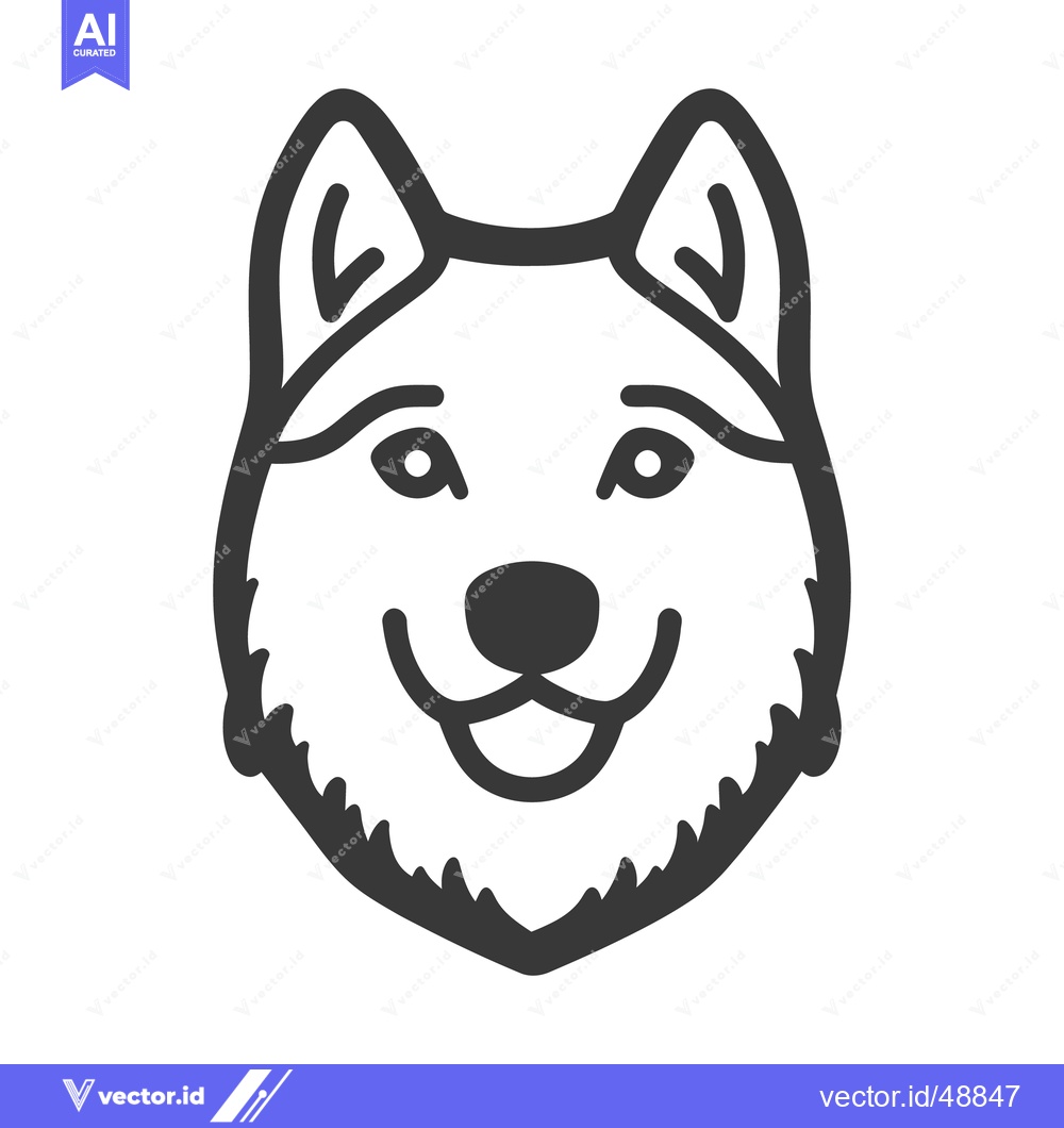Premium Vector dari A smiling cartoon drawing of a dog with pointed ears