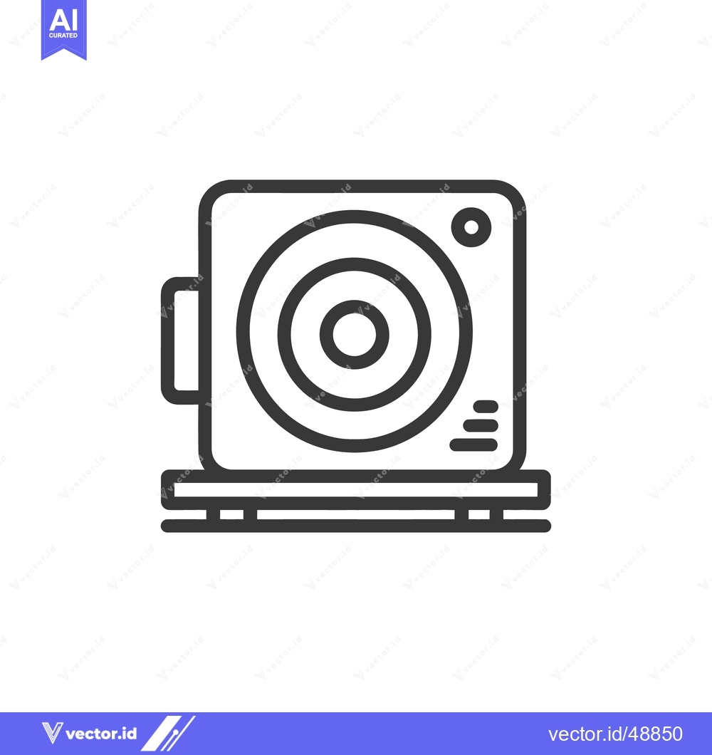 Premium Vector dari Minimalist Line Art: Square Speaker with Circular Baffle and Controls