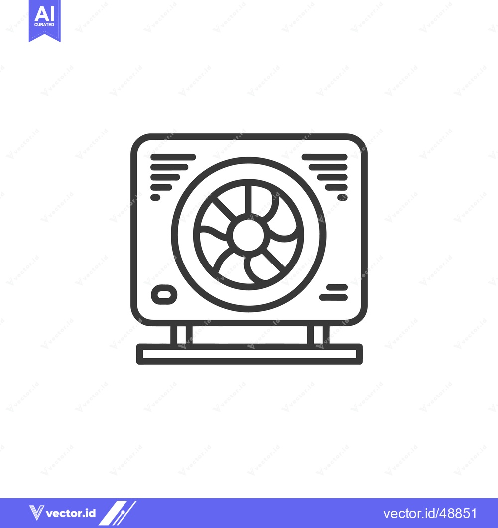 Premium Vector dari Minimalist Line Art: Square Fan Unit with Rounded Edges and Base