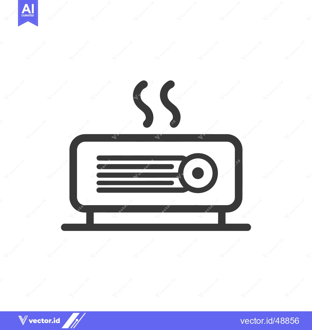 Premium Vector of Overheated Projector Icon with Smoke, Black and White Illustration
