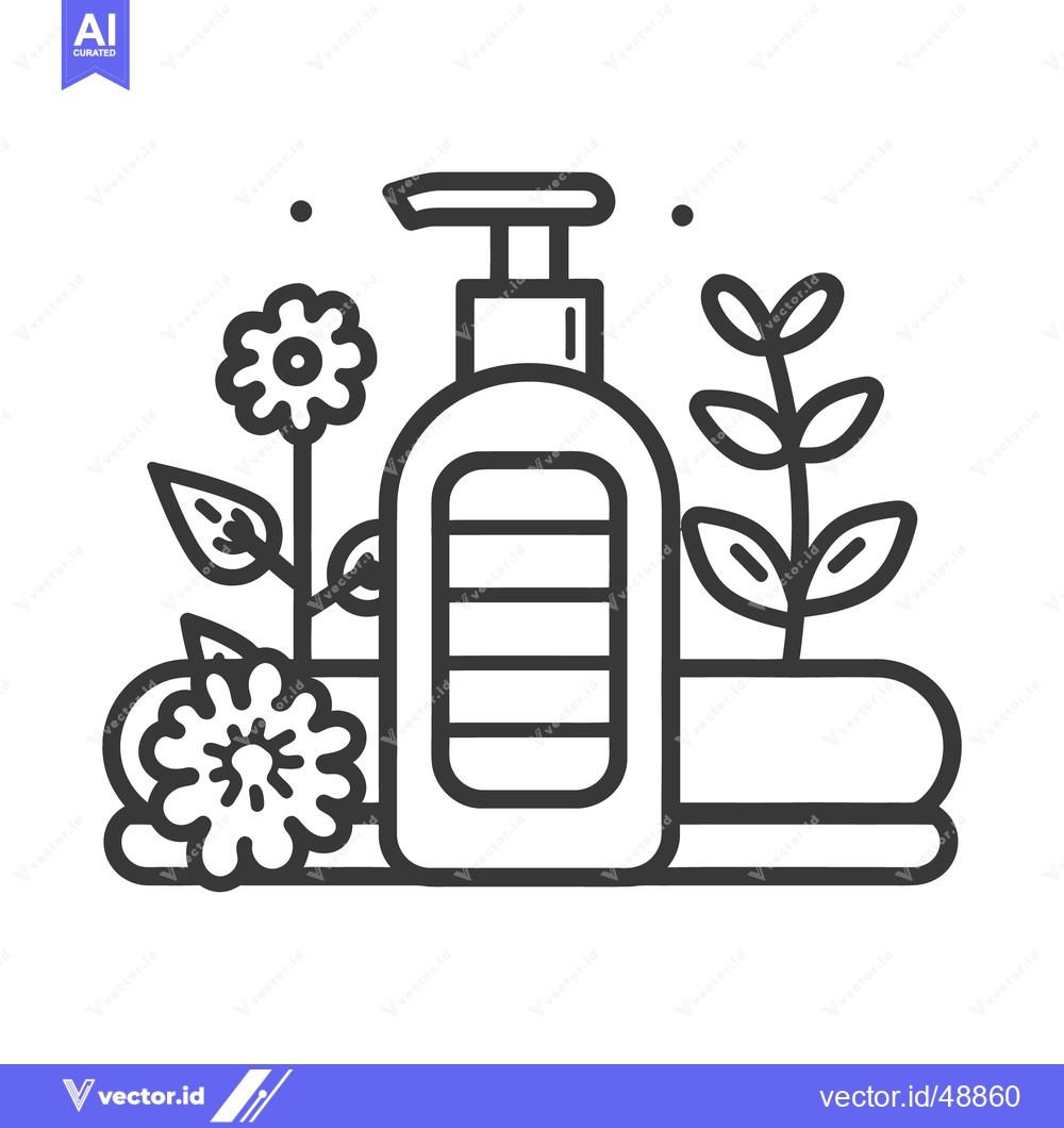 Premium Vector of An illustrated bottle of lotion with floral and botanical elements