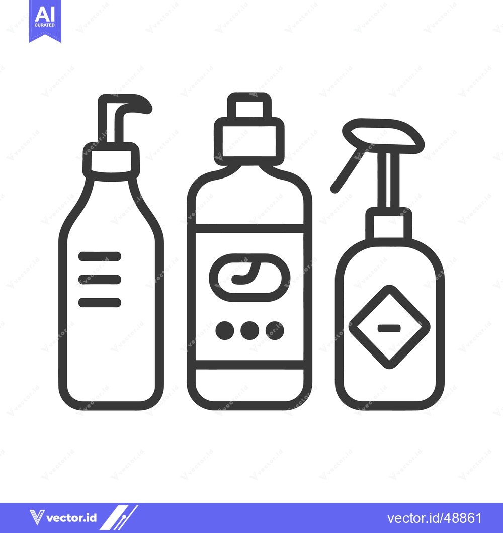 Premium Vector dari Three containers for liquid substances are displayed with outlines