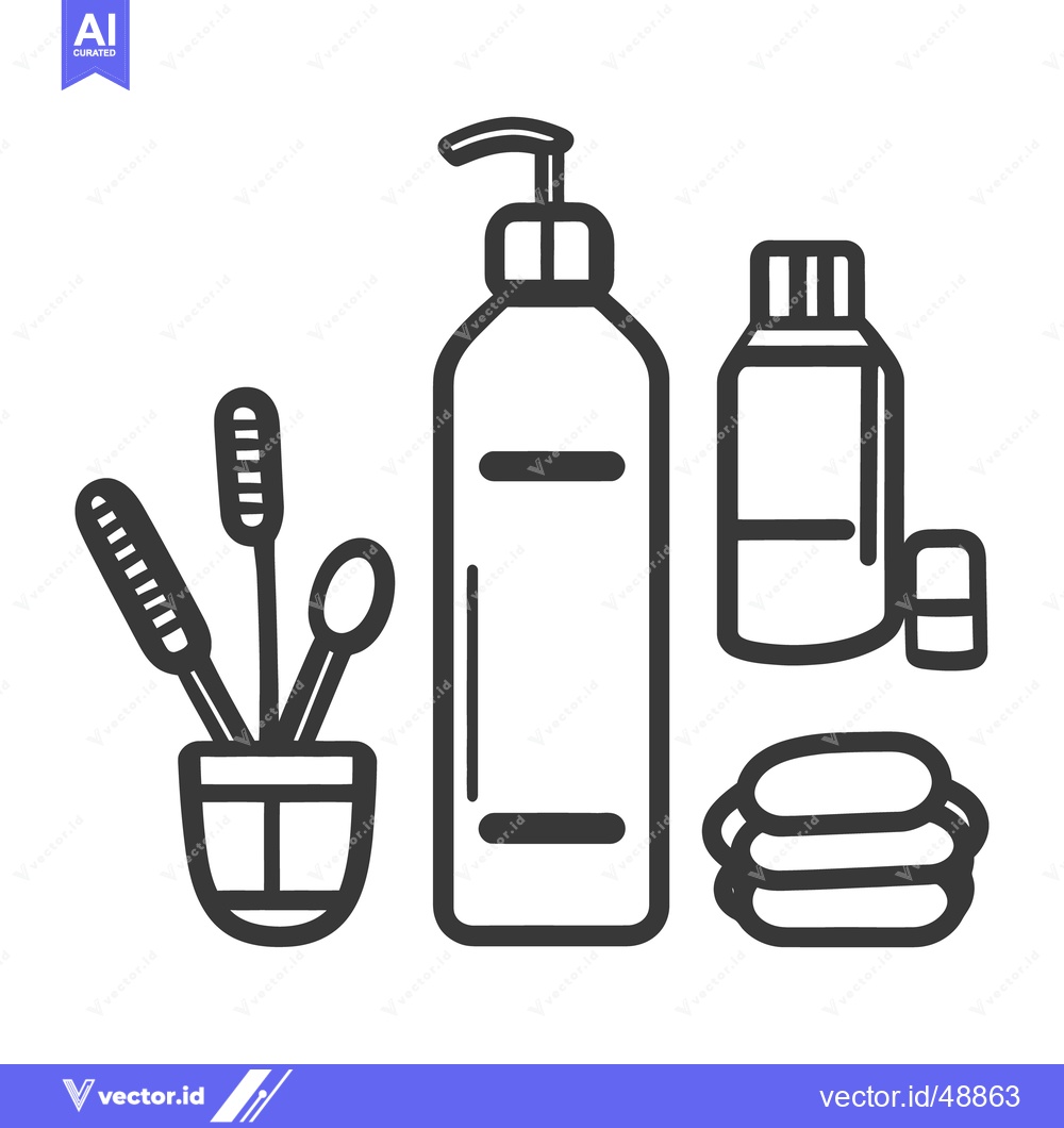 Premium Vector dari Various hygiene products and accessories arranged for bathroom use