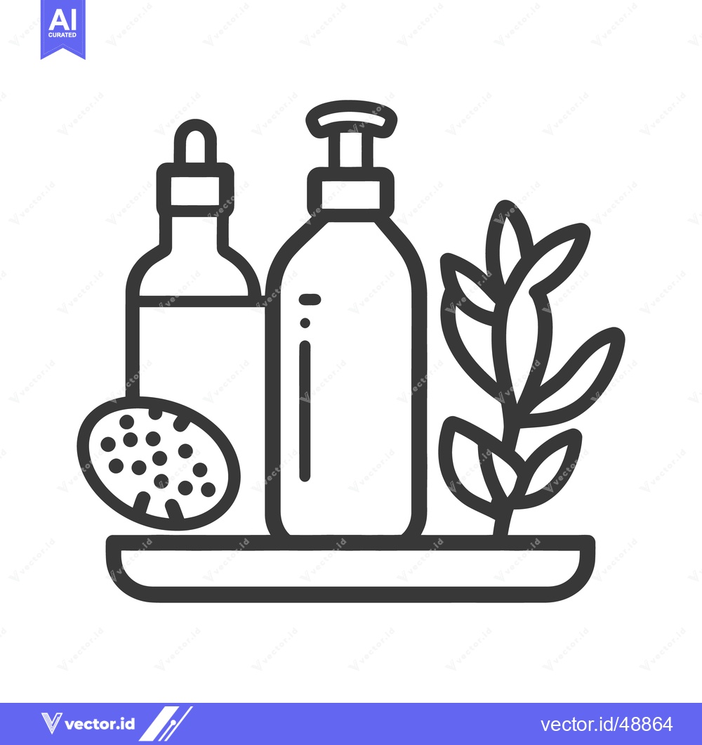 Premium Vector dari An illustrated image showing beauty products with a botanical arrangem