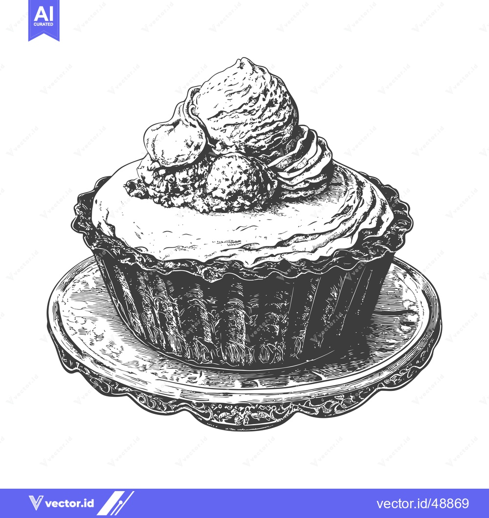 Premium Vector of Delicious Dessert Tart Topped With Ice Cream And Berries
