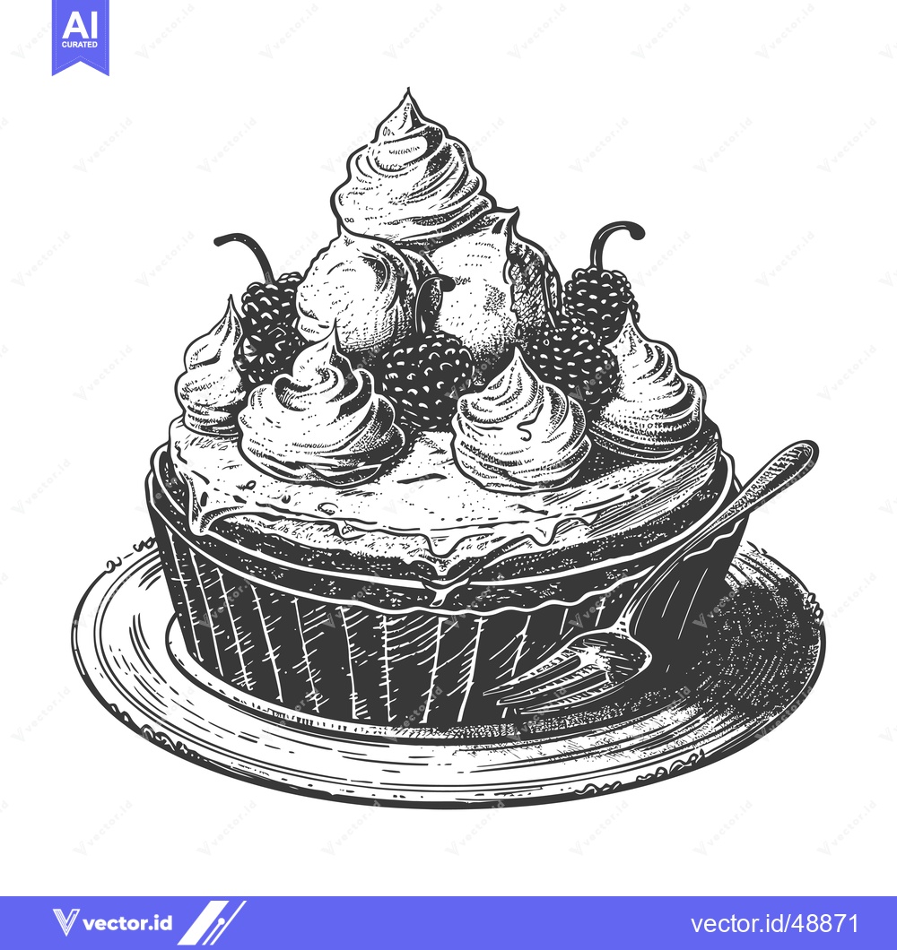 Premium Vector of Delicious Berry Dessert With Whipped Cream Topping