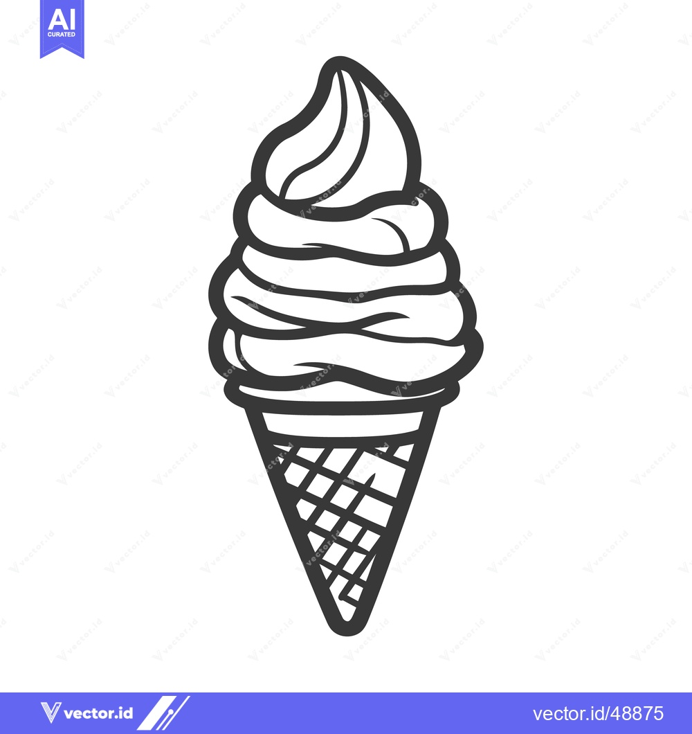 Premium Vector of An outline drawing showing a soft serve ice cream cone