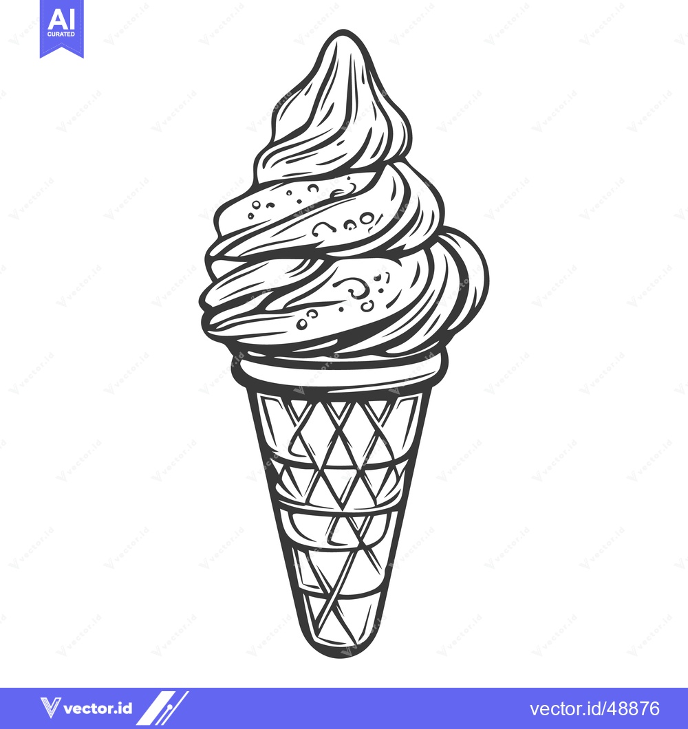 Premium Vector dari Detailed illustration showing a delicious ice cream cone swirling upwa
