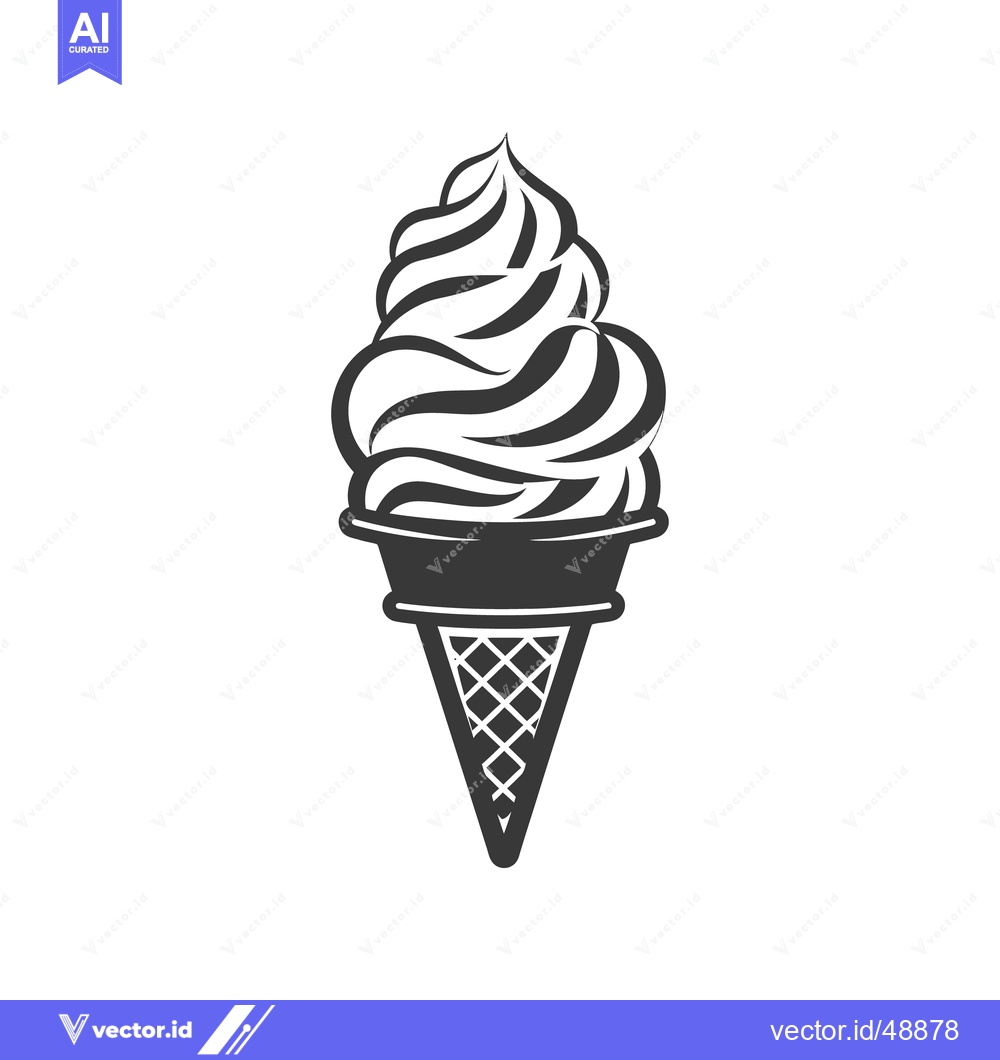 Premium Vector of An illustrated black and white image of a soft serve ice cream