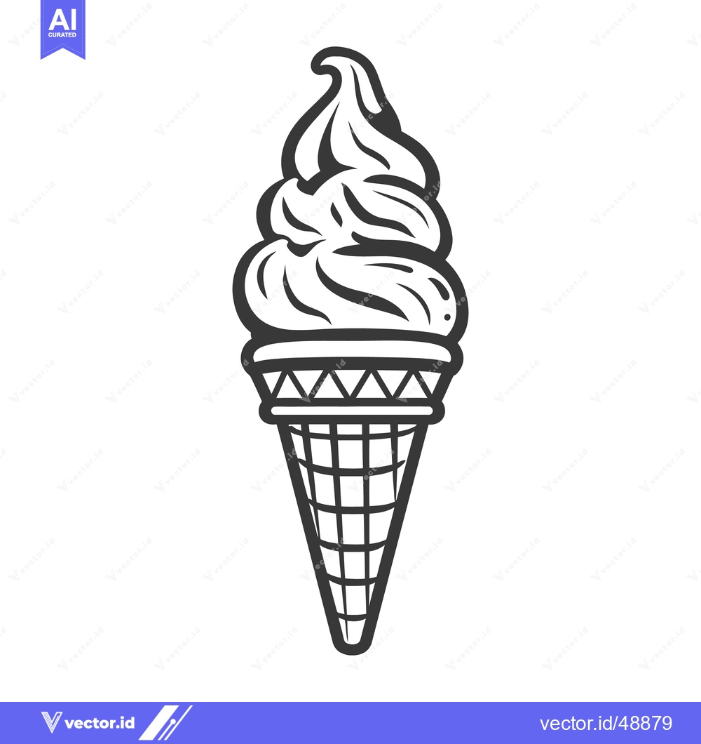 Premium Vector of A delicious monochrome ice cream cone dessert illustration